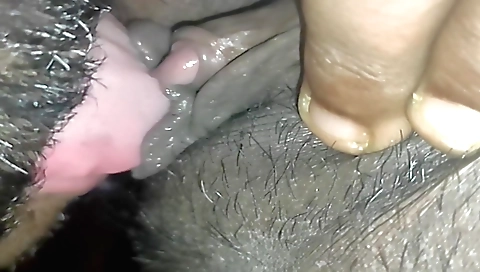 Indian girl fingering and using his face to make him eat her pussy