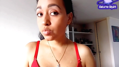 Indian teen 18+ with a shaved pussy plays around with a toy