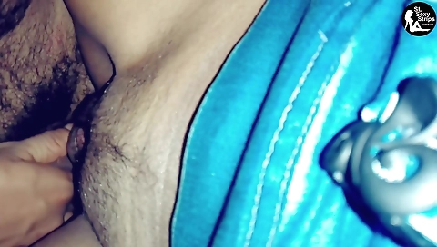 Indian girl and her hairy lover have sex in the bathroom