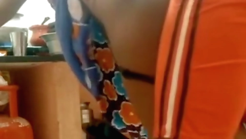 Big black dildo fucked by a black guy in the kitchen