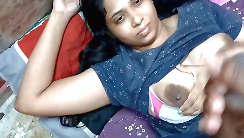 Indian couple masturbating after first homemade threesome