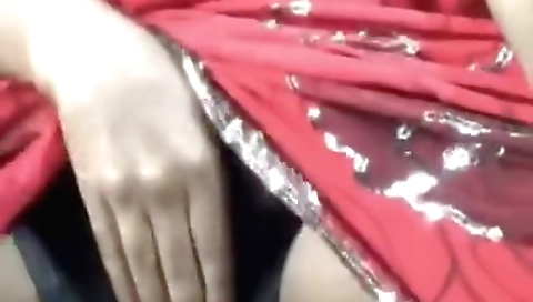 Indian teacher self-dressed solo video with her student