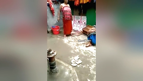 Indian big tit beauty naked and wet on bathroom floor