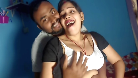 Indian wife sucks her newly married husband's hard dick