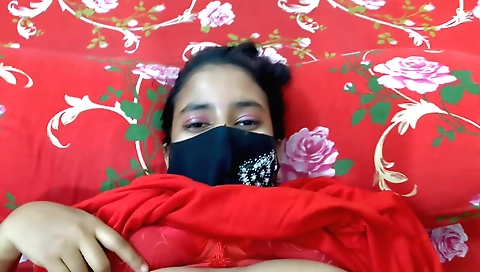 Indian hairy teen in sexy lingerie riding his big dick