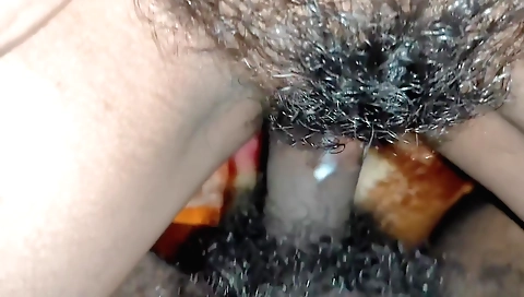 Hot amateur fetish with a hairy girl in the studio