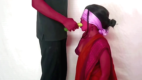 Indian girl gives a hard blowjob and gets teased by her stepson
