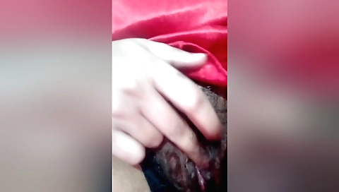 Indian girl in her black panties shows off her hairy pussy