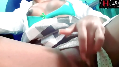 Indian teacher fingers her pussy and gets a blowjob