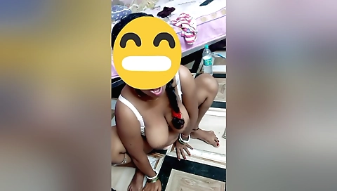Indian big-titted chick is watching her husband on the webcam