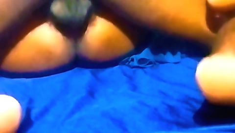 Indian wife watching herself on web camera and sucking