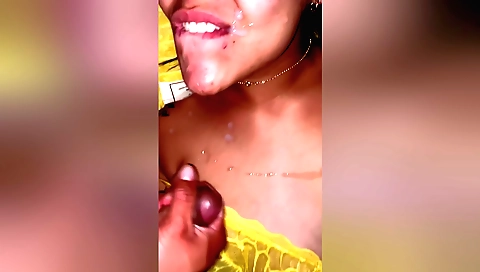 Milf shows us her sexy face on amateur fucking film