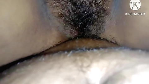 Indian hairy stepsister-in-law kissing in amateur porn video