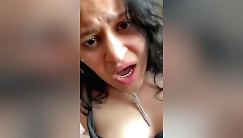 Busty brunette with natural tits gets fucked in the face