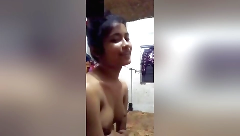 Indian girl shows her small boobies on the web camera