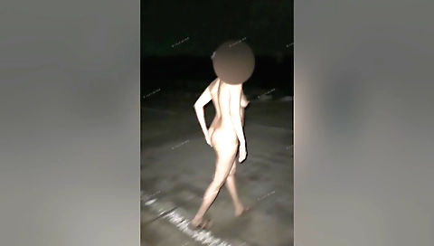 Solo naked in the sun with a white towel around her body