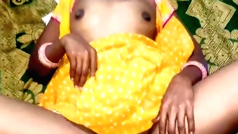 Indian girl with nice hair shows her face and pussy