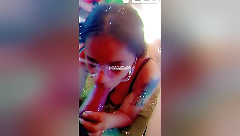 Indian busty girl gives a blow job and gets a cock in mouth
