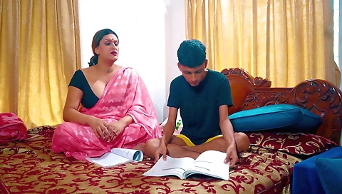 Indian big cock porn with a brunette milf and her stepson