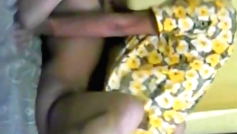 Indian teen with a black bra and white panties riding a dildo