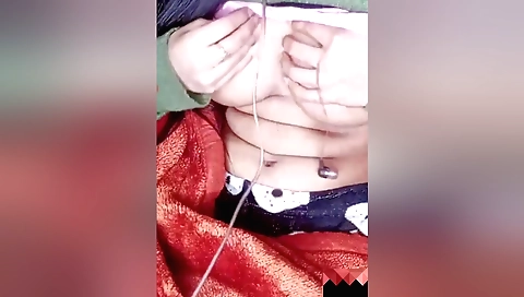Indian girl plays with her pussy and clit in a sexy dress