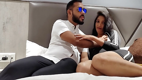 Indian brunette with a shaved pussy and a big ass is fucked