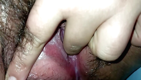 Hairy chick in red lingerie takes her man's dick in pussy