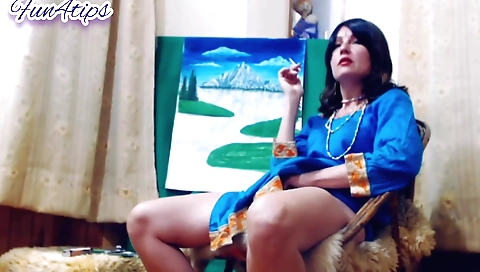 Indian girl smoking marijuana in her homemade solo video