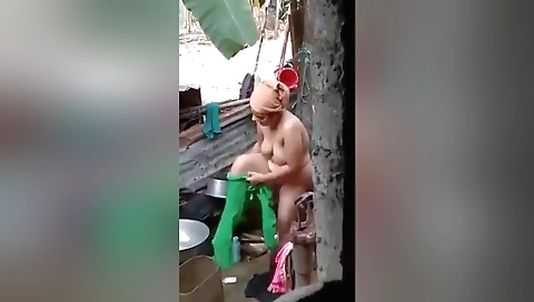 Baboo and her husband went to a hot outdoor shower