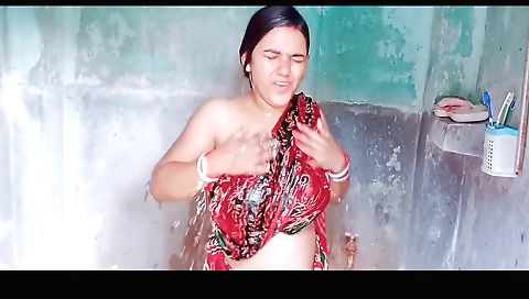Shower show of a sexy naked female in the bathroom