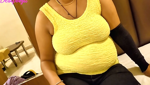 Busty indian milf gets her hairy pussy licked and filled