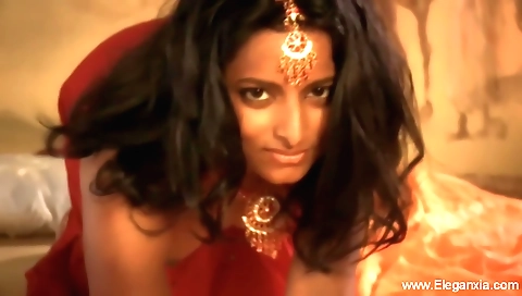 Indian massage takes on a hot brunette and a dildo