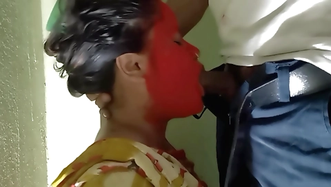 Licking her pussy by a friend in the Indian festival