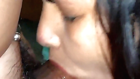 Indian brunette sucks and fucks her husband on cam
