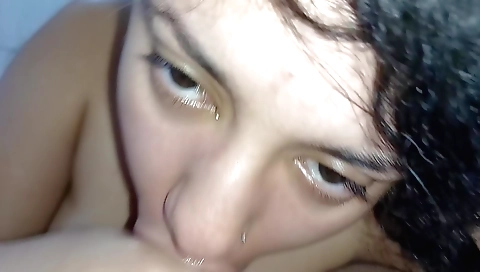 Horny brunette girl with a sexy body enjoys a passionate sex