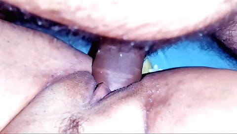 Indian wife gets her big and hard cock in a big hole