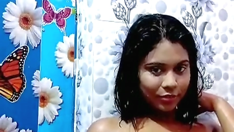 Big boobies brunette girl is in the shower to show off