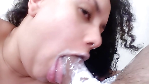 Indian woman plays with her mouth and then plays with her face
