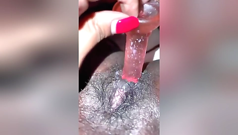 Busty girl masturbating hairy pussy in hot amateur video
