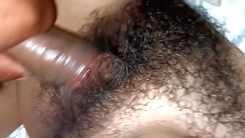 Hairy pussy and juicy pussy with two girls on a couch